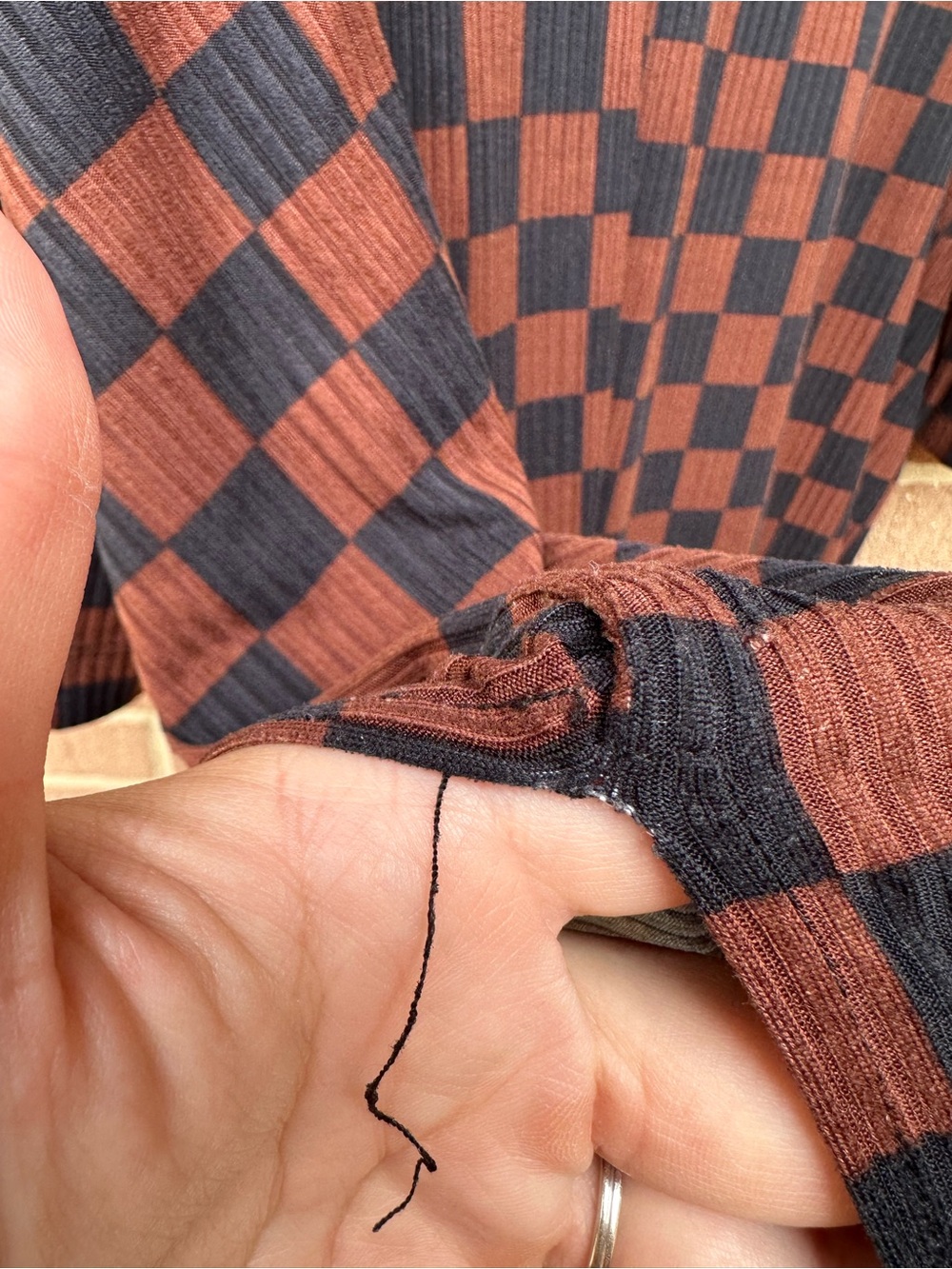 Dressed In LALA Lex Ribbed Playsuit - Brown/Black Checkerboard Size 3XL - Picture 16 of 16